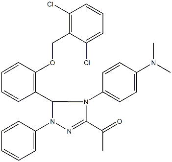 1-{5-{2-[(2,6-dichlorobenzyl)oxy]phenyl}-4-[4-(dimethylamino)phenyl]-1-phenyl-4,5-dihydro-1H-1,2,4-triazol-3-yl}ethanone 结构式