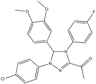1-[1-(4-chlorophenyl)-5-(3,4-dimethoxyphenyl)-4-(4-fluorophenyl)-4,5-dihydro-1H-1,2,4-triazol-3-yl]ethanone 结构式