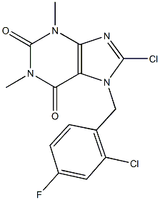 8-chloro-7-(2-chloro-4-fluorobenzyl)-1,3-dimethyl-3,7-dihydro-1H-purine-2,6-dione 结构式