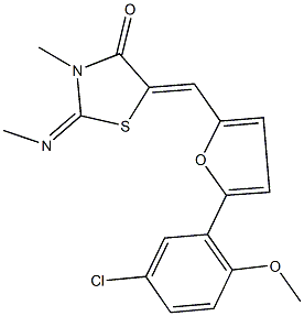 5-{[5-(5-chloro-2-methoxyphenyl)-2-furyl]methylene}-3-methyl-2-(methylimino)-1,3-thiazolidin-4-one 结构式