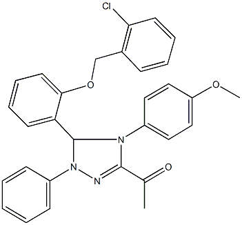 1-[5-{2-[(2-chlorobenzyl)oxy]phenyl}-4-(4-methoxyphenyl)-1-phenyl-4,5-dihydro-1H-1,2,4-triazol-3-yl]ethanone 结构式