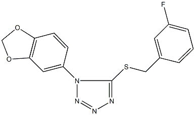 1-(1,3-benzodioxol-5-yl)-1H-tetraazol-5-yl 3-fluorobenzyl sulfide 结构式