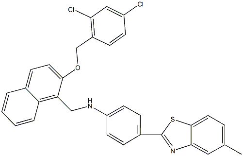 N-({2-[(2,4-dichlorobenzyl)oxy]-1-naphthyl}methyl)-4-(5-methyl-1,3-benzothiazol-2-yl)aniline 结构式