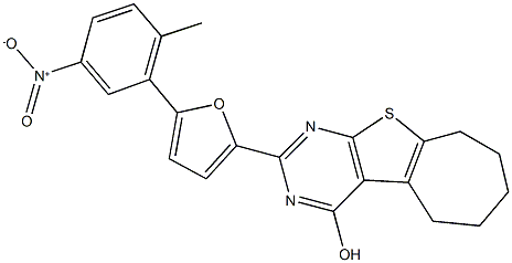 2-(5-{5-nitro-2-methylphenyl}-2-furyl)-6,7,8,9-tetrahydro-5H-cyclohepta[4,5]thieno[2,3-d]pyrimidin-4-ol 结构式