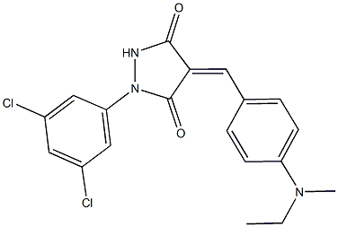 1-(3,5-dichlorophenyl)-4-{4-[ethyl(methyl)amino]benzylidene}-3,5-pyrazolidinedione 结构式