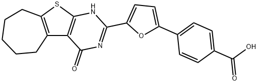 4-[5-(4-hydroxy-6,7,8,9-tetrahydro-5H-cyclohepta[4,5]thieno[2,3-d]pyrimidin-2-yl)-2-furyl]benzoic acid 结构式