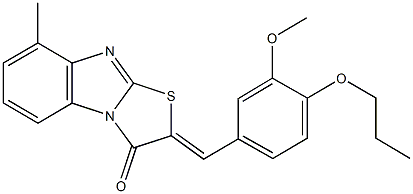 2-(3-methoxy-4-propoxybenzylidene)-8-methyl[1,3]thiazolo[3,2-a]benzimidazol-3(2H)-one 结构式