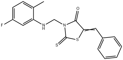 5-benzylidene-3-[(5-fluoro-2-methylanilino)methyl]-2-thioxo-1,3-thiazolidin-4-one 结构式