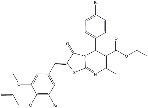 ethyl 2-[4-(allyloxy)-3-bromo-5-methoxybenzylidene]-5-(4-bromophenyl)-7-methyl-3-oxo-2,3-dihydro-5H-[1,3]thiazolo[3,2-a]pyrimidine-6-carboxylate 结构式