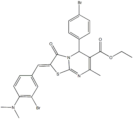 ethyl 2-[3-bromo-4-(dimethylamino)benzylidene]-5-(4-bromophenyl)-7-methyl-3-oxo-2,3-dihydro-5H-[1,3]thiazolo[3,2-a]pyrimidine-6-carboxylate 结构式