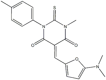 5-{[5-(dimethylamino)-2-furyl]methylene}-1-methyl-3-(4-methylphenyl)-2-thioxodihydro-4,6(1H,5H)-pyrimidinedione 结构式