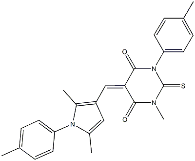 5-{[2,5-dimethyl-1-(4-methylphenyl)-1H-pyrrol-3-yl]methylene}-1-methyl-3-(4-methylphenyl)-2-thioxodihydro-4,6(1H,5H)-pyrimidinedione 结构式
