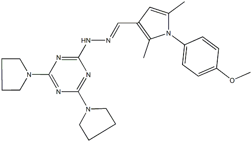 1-(4-methoxyphenyl)-2,5-dimethyl-1H-pyrrole-3-carbaldehyde [4,6-di(1-pyrrolidinyl)-1,3,5-triazin-2-yl]hydrazone 结构式