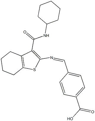4-[({3-[(cyclohexylamino)carbonyl]-4,5,6,7-tetrahydro-1-benzothien-2-yl}imino)methyl]benzoic acid 结构式