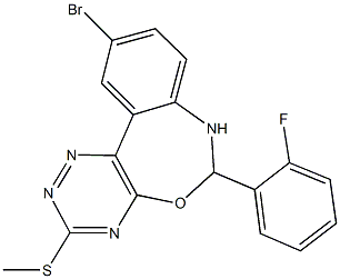 10-bromo-6-(2-fluorophenyl)-3-(methylsulfanyl)-6,7-dihydro[1,2,4]triazino[5,6-d][3,1]benzoxazepine 结构式