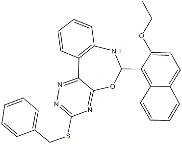3-(benzylsulfanyl)-6-(2-ethoxy-1-naphthyl)-6,7-dihydro[1,2,4]triazino[5,6-d][3,1]benzoxazepine 结构式