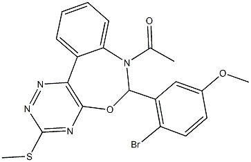 7-acetyl-6-(2-bromo-5-methoxyphenyl)-3-(methylsulfanyl)-6,7-dihydro[1,2,4]triazino[5,6-d][3,1]benzoxazepine 结构式