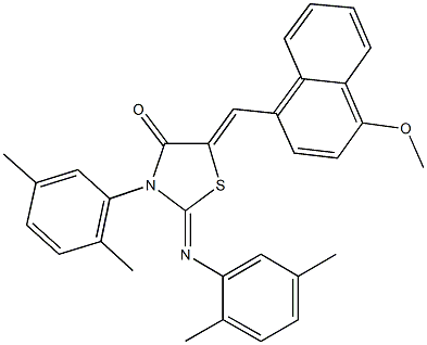 3-(2,5-dimethylphenyl)-2-[(2,5-dimethylphenyl)imino]-5-[(4-methoxy-1-naphthyl)methylene]-1,3-thiazolidin-4-one 结构式