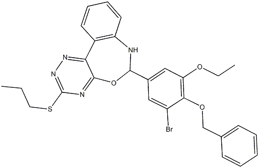 6-[4-(benzyloxy)-3-bromo-5-ethoxyphenyl]-3-(propylsulfanyl)-6,7-dihydro[1,2,4]triazino[5,6-d][3,1]benzoxazepine 结构式