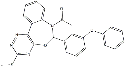 3-[7-acetyl-3-(methylsulfanyl)-6,7-dihydro[1,2,4]triazino[5,6-d][3,1]benzoxazepin-6-yl]phenyl phenyl ether 结构式