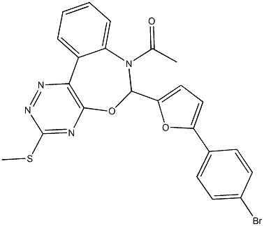 7-acetyl-6-[5-(4-bromophenyl)-2-furyl]-6,7-dihydro[1,2,4]triazino[5,6-d][3,1]benzoxazepin-3-yl methyl sulfide 结构式