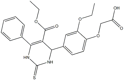 {2-ethoxy-4-[5-(ethoxycarbonyl)-6-phenyl-2-thioxo-1,2,3,4-tetrahydro-4-pyrimidinyl]phenoxy}acetic acid 结构式
