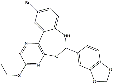 6-(1,3-benzodioxol-5-yl)-10-bromo-3-(ethylsulfanyl)-6,7-dihydro[1,2,4]triazino[5,6-d][3,1]benzoxazepine 结构式