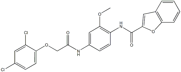 N-(4-{[(2,4-dichlorophenoxy)acetyl]amino}-2-methoxyphenyl)-1-benzofuran-2-carboxamide 结构式