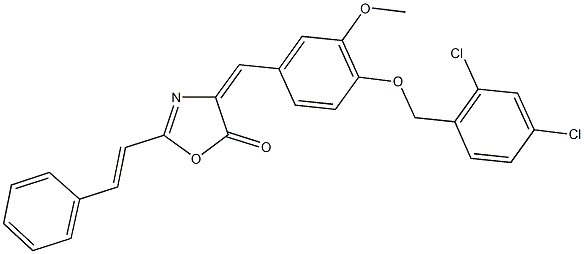 4-{4-[(2,4-dichlorobenzyl)oxy]-3-methoxybenzylidene}-2-(2-phenylvinyl)-1,3-oxazol-5(4H)-one 结构式