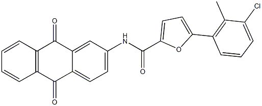 5-(3-chloro-2-methylphenyl)-N-(9,10-dioxo-9,10-dihydro-2-anthracenyl)-2-furamide 结构式