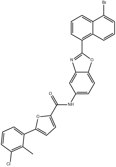 N-[2-(5-bromo-1-naphthyl)-1,3-benzoxazol-5-yl]-5-(3-chloro-2-methylphenyl)-2-furamide 结构式