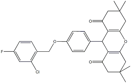 9-{4-[(2-chloro-4-fluorobenzyl)oxy]phenyl}-3,3,6,6-tetramethyl-3,4,5,6,7,9-hexahydro-1H-xanthene-1,8(2H)-dione 结构式