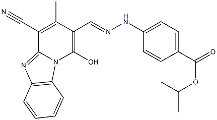 isopropyl 4-{2-[(4-cyano-1-hydroxy-3-methylpyrido[1,2-a]benzimidazol-2-yl)methylene]hydrazino}benzoate 结构式