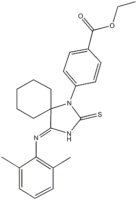 ethyl 4-{4-[(2,6-dimethylphenyl)imino]-2-thioxo-1,3-diazaspiro[4.5]dec-1-yl}benzoate 结构式