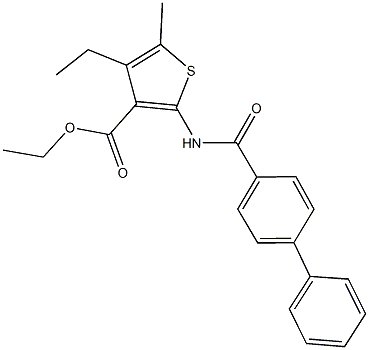 ethyl 2-[([1,1'-biphenyl]-4-ylcarbonyl)amino]-4-ethyl-5-methyl-3-thiophenecarboxylate 结构式