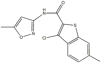 3-chloro-6-methyl-N-(5-methyl-3-isoxazolyl)-1-benzothiophene-2-carboxamide 结构式