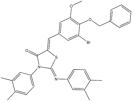 5-[4-(benzyloxy)-3-bromo-5-methoxybenzylidene]-3-(3,4-dimethylphenyl)-2-[(3,4-dimethylphenyl)imino]-1,3-thiazolidin-4-one 结构式