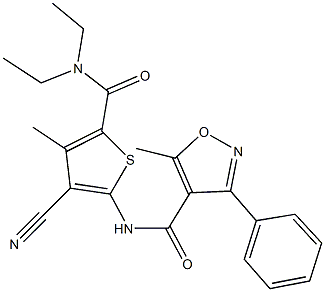 N-{3-cyano-5-[(diethylamino)carbonyl]-4-methyl-2-thienyl}-5-methyl-3-phenyl-4-isoxazolecarboxamide 结构式