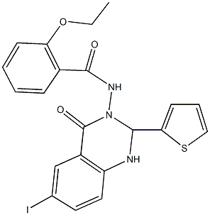 2-ethoxy-N-(6-iodo-4-oxo-2-(2-thienyl)-1,4-dihydro-3(2H)-quinazolinyl)benzamide 结构式