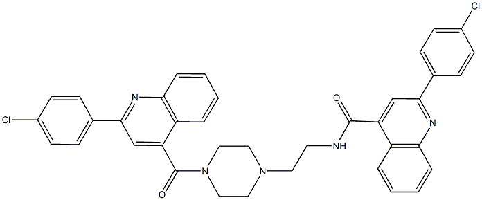 2-(4-chlorophenyl)-N-[2-(4-{[2-(4-chlorophenyl)-4-quinolinyl]carbonyl}-1-piperazinyl)ethyl]-4-quinolinecarboxamide 结构式