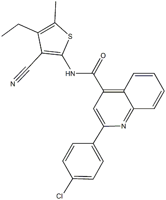 2-(4-chlorophenyl)-N-(3-cyano-4-ethyl-5-methyl-2-thienyl)-4-quinolinecarboxamide 结构式