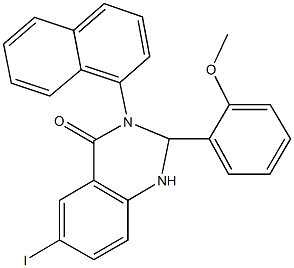 6-iodo-2-(2-methoxyphenyl)-3-(1-naphthyl)-2,3-dihydro-4(1H)-quinazolinone 结构式