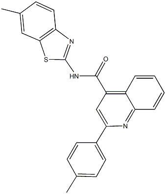 N-(6-methyl-1,3-benzothiazol-2-yl)-2-(4-methylphenyl)-4-quinolinecarboxamide 结构式
