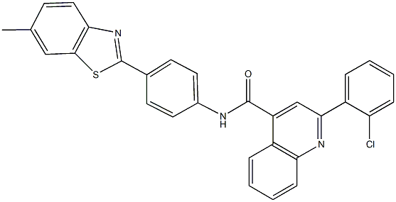 2-(2-chlorophenyl)-N-[4-(6-methyl-1,3-benzothiazol-2-yl)phenyl]-4-quinolinecarboxamide 结构式