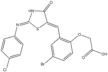 [4-bromo-2-({2-[(4-chlorophenyl)imino]-4-oxo-1,3-thiazolidin-5-ylidene}methyl)phenoxy]acetic acid 结构式