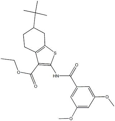 ethyl 6-tert-butyl-2-[(3,5-dimethoxybenzoyl)amino]-4,5,6,7-tetrahydro-1-benzothiophene-3-carboxylate 结构式