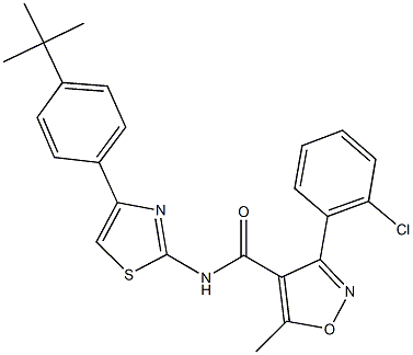 N-[4-(4-tert-butylphenyl)-1,3-thiazol-2-yl]-3-(2-chlorophenyl)-5-methyl-4-isoxazolecarboxamide 结构式