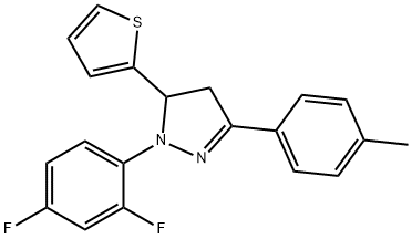 1-(2,4-difluorophenyl)-3-(4-methylphenyl)-5-(2-thienyl)-4,5-dihydro-1H-pyrazole 结构式