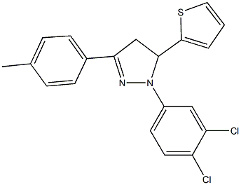 1-(3,4-dichlorophenyl)-3-(4-methylphenyl)-5-(2-thienyl)-4,5-dihydro-1H-pyrazole 结构式