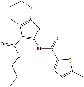 propyl 2-[(5-methyl-2-furoyl)amino]-4,5,6,7-tetrahydro-1-benzothiophene-3-carboxylate 结构式